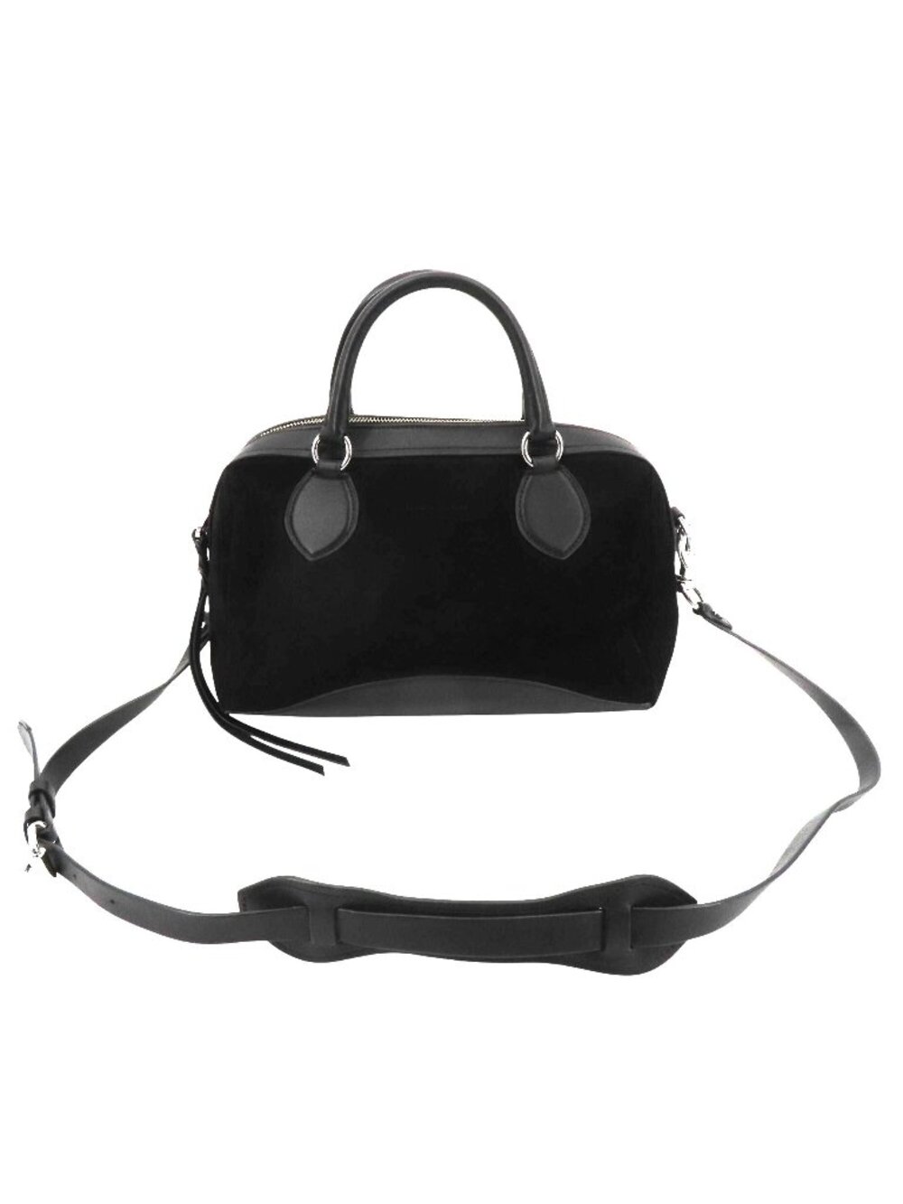 Rebecca Minkoff Pippa Duffle Black Suede Leather Crossbody Handbag Purse Bag